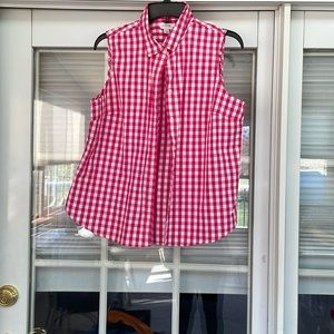 J.Crew Pink & White Sleeveless Shirt. Size L. NWOT.
